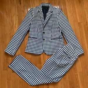 J. Crew navy and white gingham suit